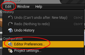 Edit > Editor Preferences