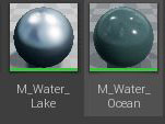 2 water material examples in "Starter Content"