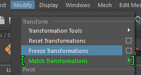 Modify > Freeze Transformations
