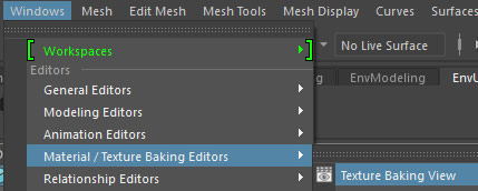 Windows > Material/Texture Baking Editors > Texture Baking View